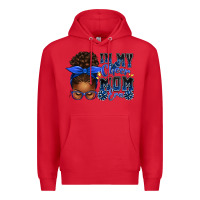 Red in my cheer mom era afro messy bun Premium Hoodie - texasbilliewilder