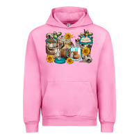 Fuchsia Pink bull skull coffee cups Urban Hoodie - Zillion Design Studio