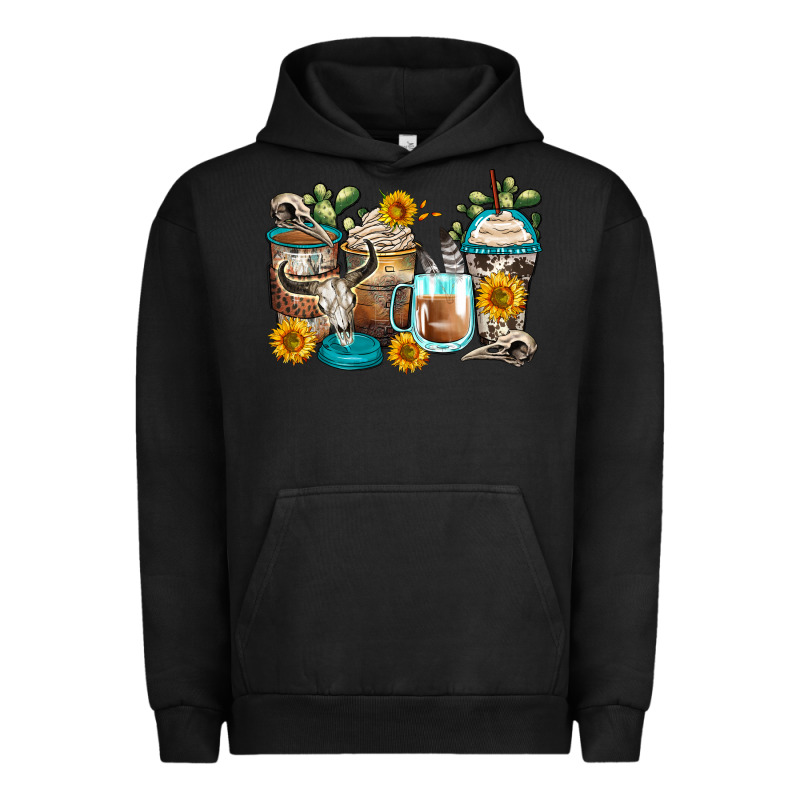 Bull Skull Coffee Cups Urban Hoodie by Zillion Design Studio | Teevron