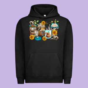 Bull Skull Coffee Cups Urban Hoodie Designed By Zillion Design Studio