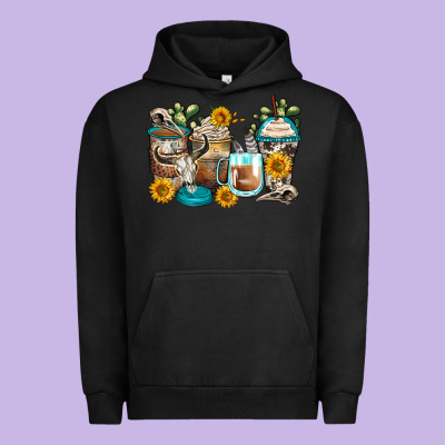 Bull Skull Coffee Cups Urban Hoodie Designed By Zillion Design Studio