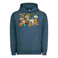 Pigment Midnight Navy bull skull coffee cups Urban Hoodie - Zillion Design Studio