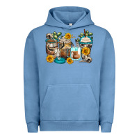 Pigment Pebble Blue bull skull coffee cups Urban Hoodie - Zillion Design Studio