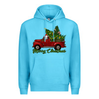 Ocean Blue merry christmas baby sheep trees with truck Premium Hoodie - RanaPortraitStore