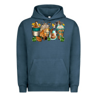 Pigment Midnight Navy horses coffee cups Urban Hoodie - Zillion Design Studio