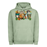 Pigment Oil Green horses coffee cups Urban Hoodie - Zillion Design Studio
