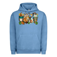 Pigment Pebble Blue horses coffee cups Urban Hoodie - Zillion Design Studio