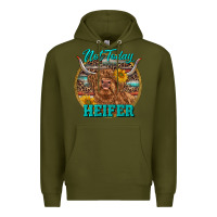 Army Green Highland Heifer Western Premium Hoodie - RanaPortraitStore