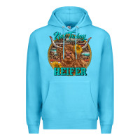 Ocean Blue Highland Heifer Western Premium Hoodie - RanaPortraitStore