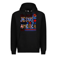 Black she loves jesus and america too Premium Hoodie - Zillion Design Studio