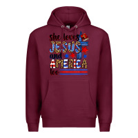 Burgundy she loves jesus and america too Premium Hoodie - Zillion Design Studio
