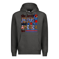 Charcoal Heather she loves jesus and america too Premium Hoodie - Zillion Design Studio