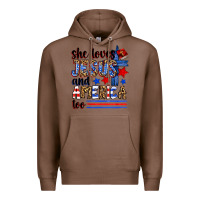 Chestnut she loves jesus and america too Premium Hoodie - Zillion Design Studio