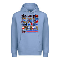 Colony Blue she loves jesus and america too Premium Hoodie - Zillion Design Studio
