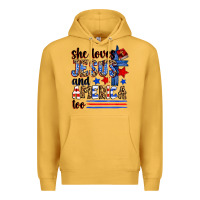 Mustard she loves jesus and america too Premium Hoodie - Zillion Design Studio