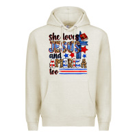 Oatmeal Heather she loves jesus and america too Premium Hoodie - Zillion Design Studio
