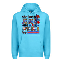 Ocean Blue she loves jesus and america too Premium Hoodie - Zillion Design Studio