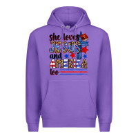 Purple she loves jesus and america too Premium Hoodie - Zillion Design Studio