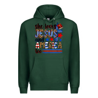 Sports Green she loves jesus and america too Premium Hoodie - Zillion Design Studio