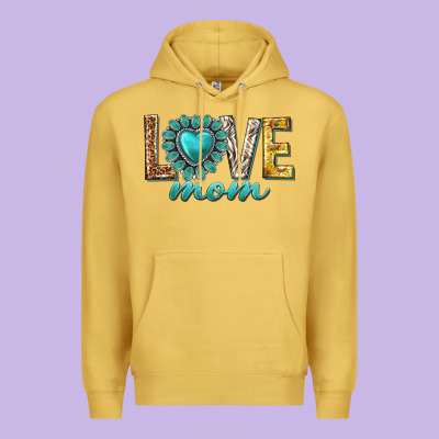 Love Mom Western Premium Hoodie Designed By Texasbilliewilder