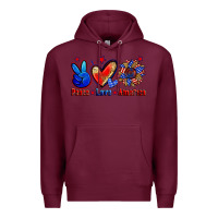 Burgundy peace love america Premium Hoodie - Zillion Design Studio