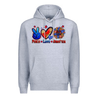 Heather Grey peace love america Premium Hoodie - Zillion Design Studio