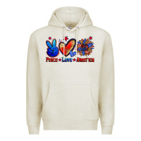 Oatmeal Heather peace love america Premium Hoodie - Zillion Design Studio