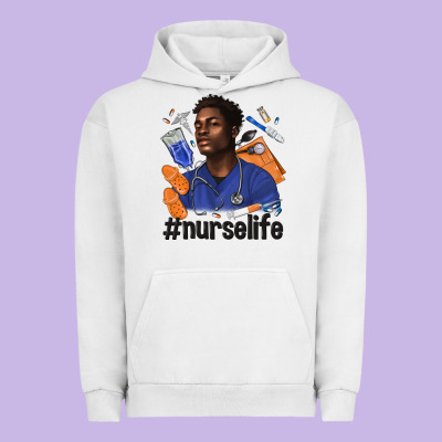 Afro Man Nurse Life Urban Hoodie Designed By Texasbilliewilder