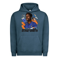 Pigment Midnight Navy afro man nurse life Urban Hoodie - texasbilliewilder