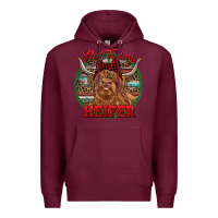 Burgundy Highland Heifer Christmas Premium Hoodie - RanaPortraitStore
