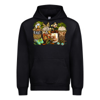 Black safari cartoon characters coffee cups Urban Hoodie - Zillion Design Studio