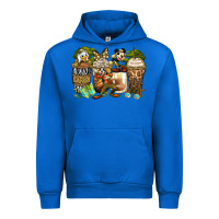 Cobalt safari cartoon characters coffee cups Urban Hoodie - Zillion Design Studio