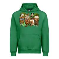 Emerald safari cartoon characters coffee cups Urban Hoodie - Zillion Design Studio