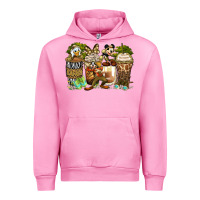 Fuchsia Pink safari cartoon characters coffee cups Urban Hoodie - Zillion Design Studio