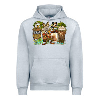 Heather Grey safari cartoon characters coffee cups Urban Hoodie - Zillion Design Studio