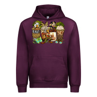 Mauve Wine safari cartoon characters coffee cups Urban Hoodie - Zillion Design Studio