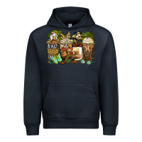 Navy safari cartoon characters coffee cups Urban Hoodie - Zillion Design Studio