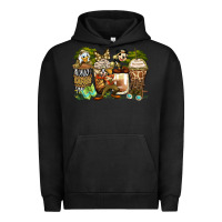 Pigment Black safari cartoon characters coffee cups Urban Hoodie - Zillion Design Studio
