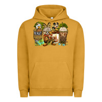 Pigment Peanut Butter safari cartoon characters coffee cups Urban Hoodie - Zillion Design Studio