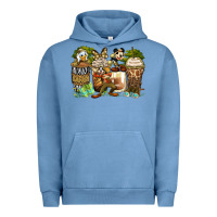 Pigment Pebble Blue safari cartoon characters coffee cups Urban Hoodie - Zillion Design Studio