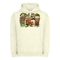Pigment Pistachio safari cartoon characters coffee cups Urban Hoodie - Zillion Design Studio