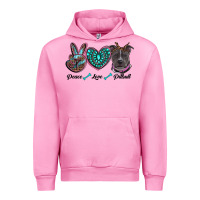Fuchsia Pink peace love pitbull Urban Hoodie - RanaPortraitStore