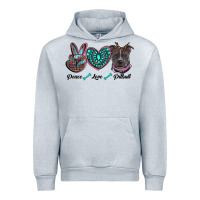 Heather Grey peace love pitbull Urban Hoodie - RanaPortraitStore