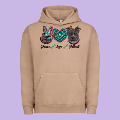 Peace Love Pitbull Urban Hoodie Designed By Ranaportraitstore