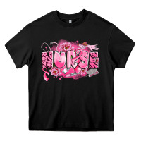 Black breast cancer nurse Heavy Core Tee - LillyAllenDesigns