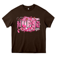 Chocolate Brown breast cancer nurse Heavy Core Tee - LillyAllenDesigns