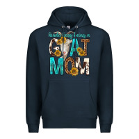 Navy kinda busy being a goat mom Premium Hoodie - texasbilliewilder