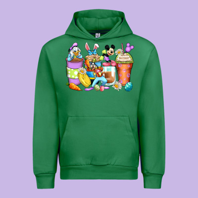 Easter Cartoon Characters Coffee Cups Urban Hoodie Designed By Zillion Design Studio