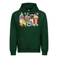 Forest Green easter cartoon characters coffee cups Urban Hoodie - Zillion Design Studio