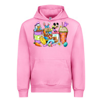 Fuchsia Pink easter cartoon characters coffee cups Urban Hoodie - Zillion Design Studio